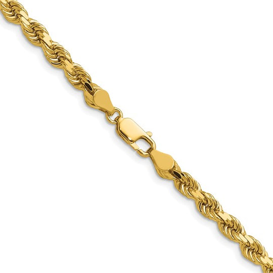 14K Diamond Cut Rope Chain, 30 Inches, 4.5mm with Lobster Clasp