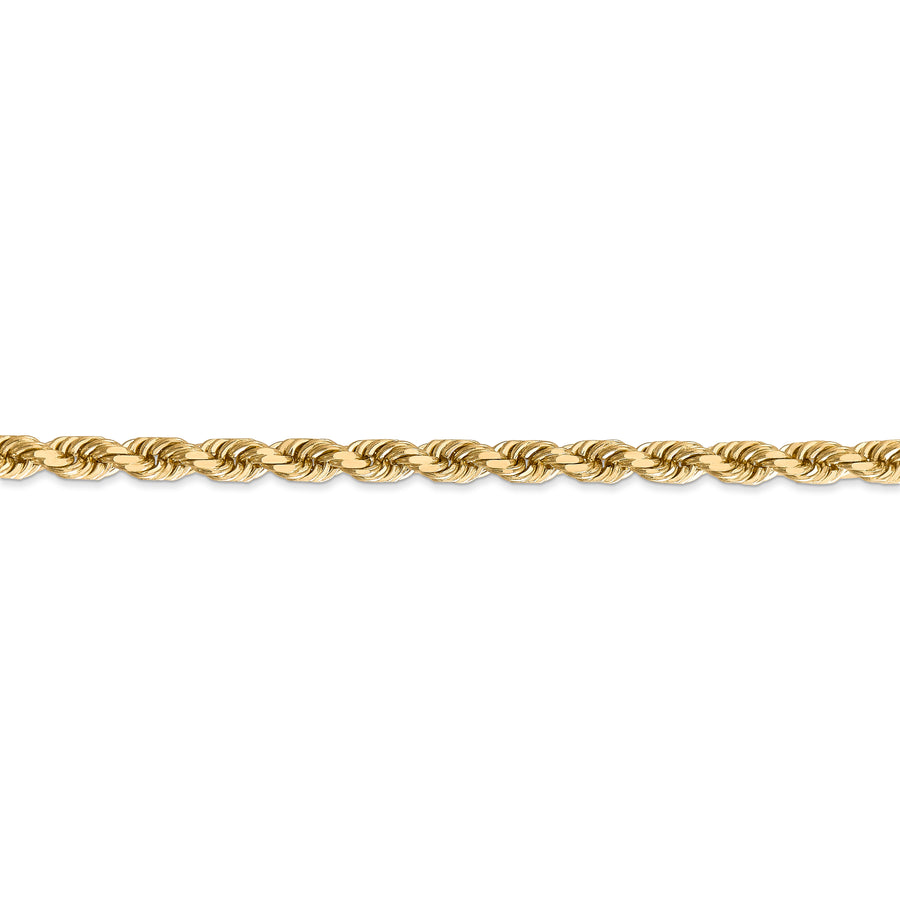 Cadena de Cuerda Diamantada de 14K, 30 Pulgadas, 4.5 mm con Cierre Tipo Langosta