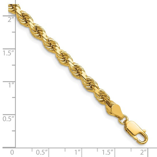 14K Diamond Cut Rope Chain, 30 Inches, 4.5mm with Lobster Clasp