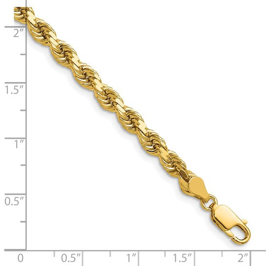 Cadena de Cuerda Diamantada de 14K, 30 Pulgadas, 4.5 mm con Cierre Tipo Langosta