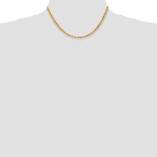 14K 16 Inch 4.5mm Diamond Cut Rope Chain with Lobster Clasp