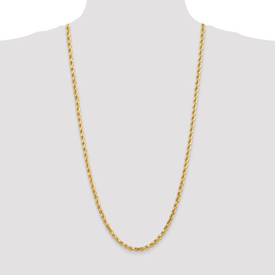 14K Diamond Cut Rope Chain, 30 Inches, 4.5mm with Lobster Clasp