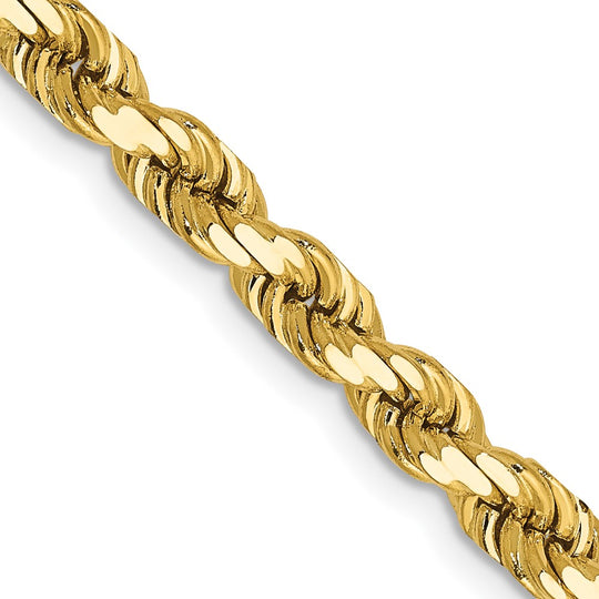14K Diamond Cut Rope Chain, 30 Inches, 4.5mm with Lobster Clasp