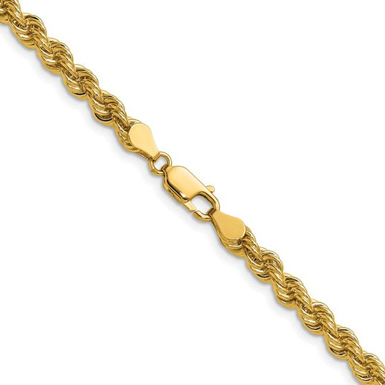 Cadena de Oro 14K de 30 Pulgadas y 5mm de Grosor Tipo Cuerda con Cierre de Langosta