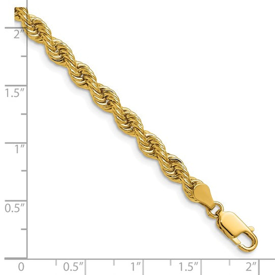Cadena de Oro 14K de 30 Pulgadas y 5mm de Grosor Tipo Cuerda con Cierre de Langosta