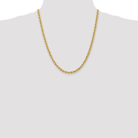 14K Regular Rope Chain, 22 Inches, 5mm with Lobster Clasp