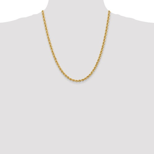 14K Regular Rope Chain, 22 Inches, 5mm with Lobster Clasp