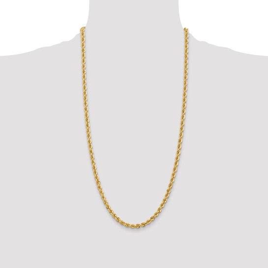 28 Inch 5mm Thick 14K Gold Rope Chain with Lobster Clasp