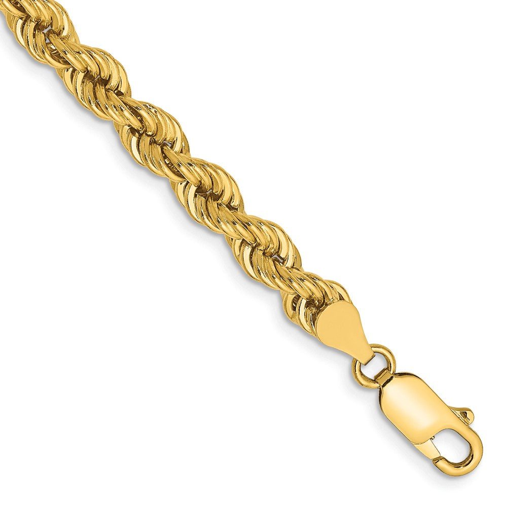 Cadena de Cuerda Regular de 14K – Pulsera de 8 Pulgadas y 5 mm con Cierre de Langosta