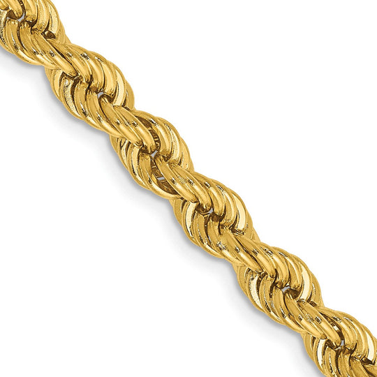 Cadena de Oro 14K de 30 Pulgadas y 5mm de Grosor Tipo Cuerda con Cierre de Langosta