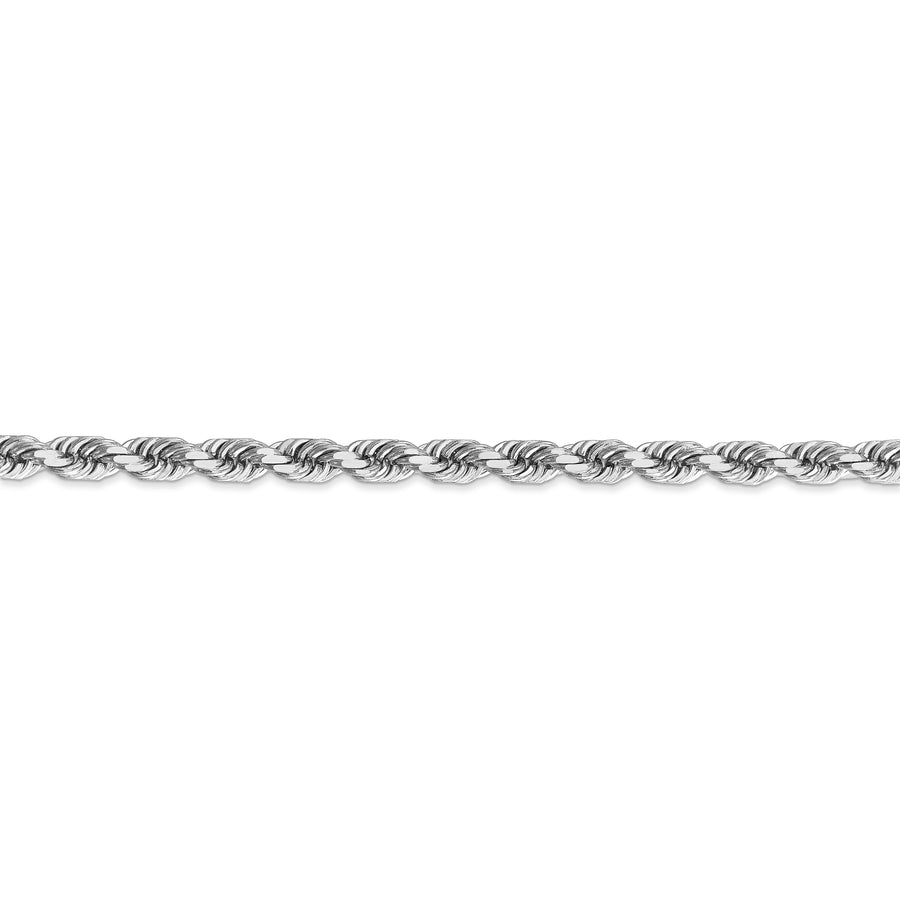 Cadena de Oro Blanco 14K de 26 Pulgadas, 4.5mm, Rope con Corte Diamante y Cierre de Langosta