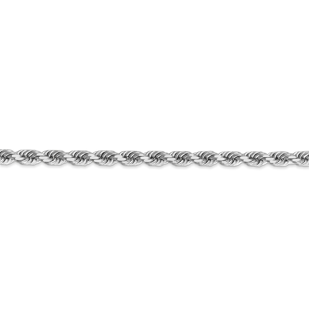 Cadena de Cuerda de Oro Blanco de 14k de 4.5mm con Corte Diamante y Cierre de Langosta (30 pulgadas)