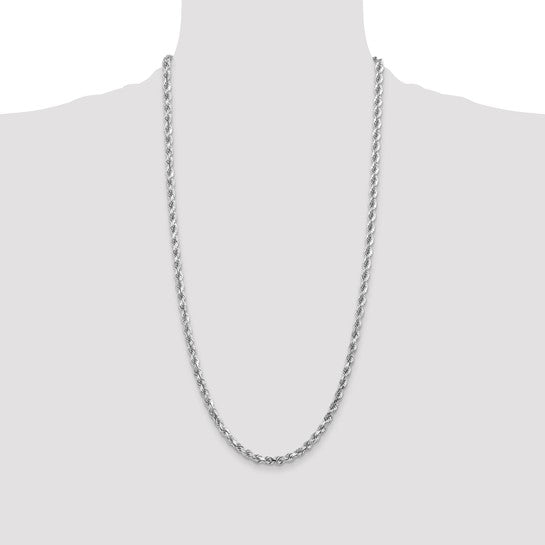 Cadena Trenzada Cortada Diamante de 4.5mm en Oro Blanco de 14K de 28 Pulgadas con Cierre de Langosta