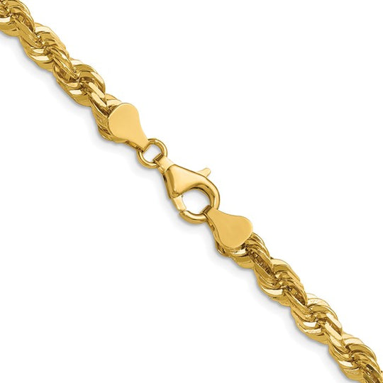 14K Yellow Gold 16 Inch 5.5mm Diamond Cut Rope Chain with Lobster Clasp (Elegant)