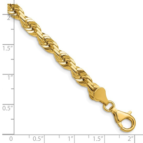 14K Yellow Gold 16 Inch 5.5mm Diamond Cut Rope Chain with Lobster Clasp (Elegant)