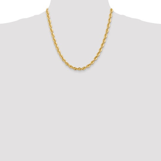 14K Yellow Gold Chain – 20 inches, 6 mm, Regular Rope with Lobster Clasp