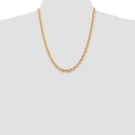 14K Yellow Gold Chain, 22 inches, 6 mm, Rope with Lobster Clasp