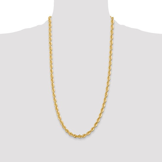 Cadena Trenzada Regular de 6mm en Oro de 14k de 28 Pulgadas con Cierre de Langosta