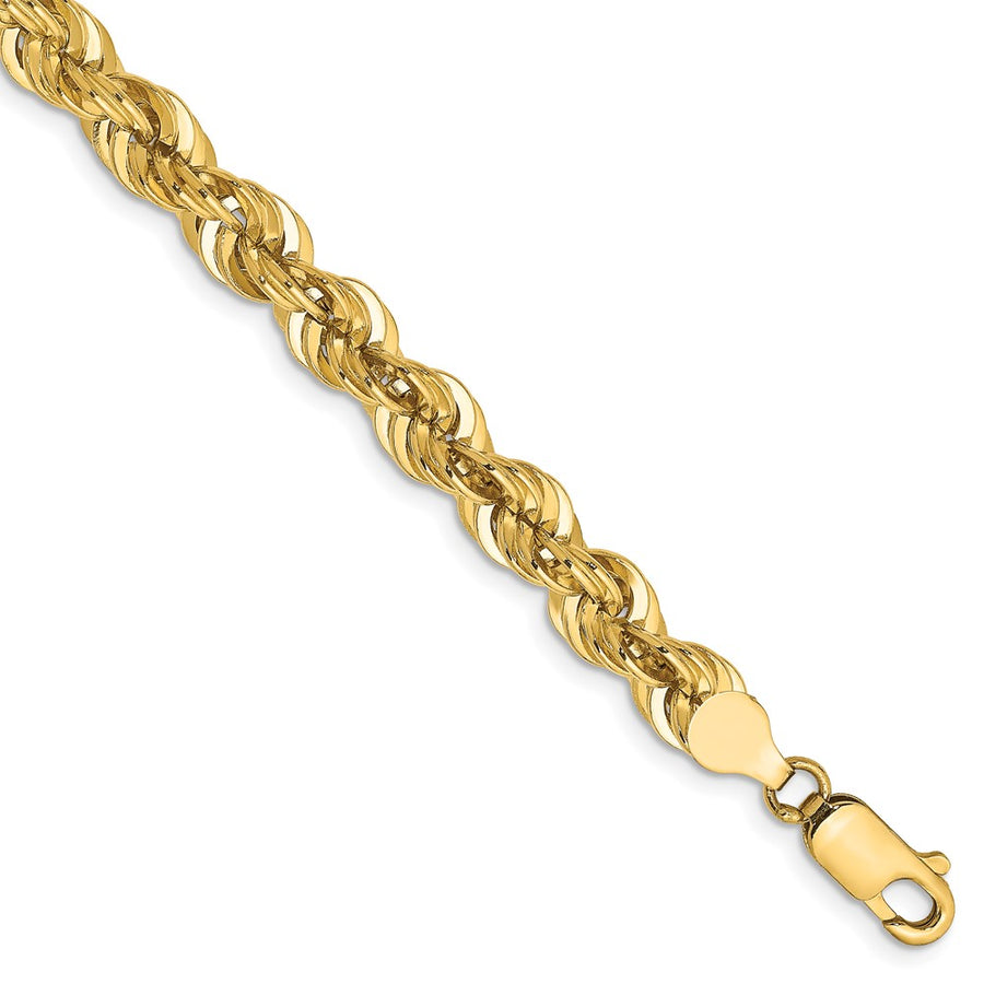 Cadena de 14K de 8 Pulgadas y 6 mm con Diseño de Cuerda Regular y Cierre de Langosta