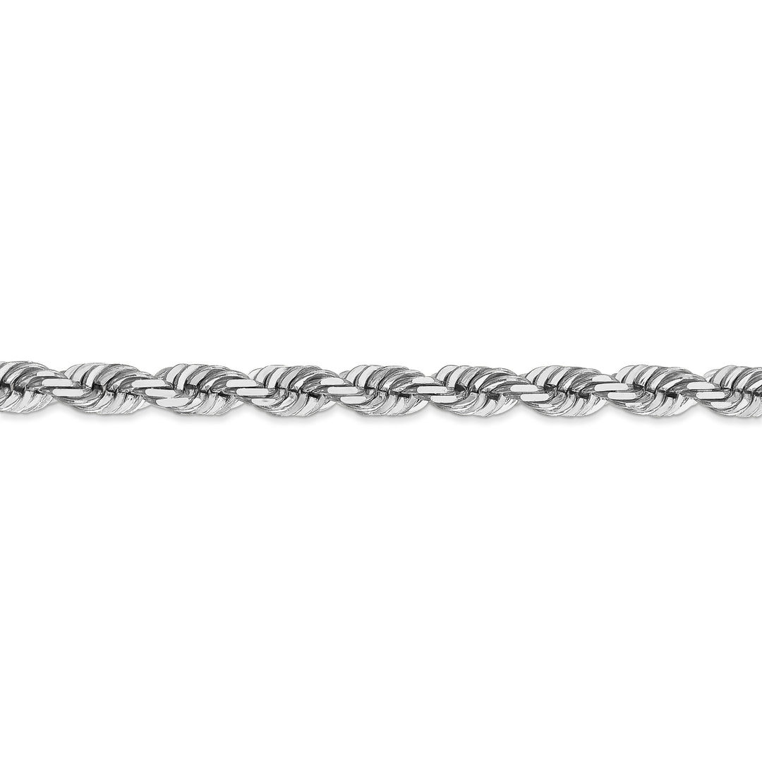 Cadena de Cuerda en Oro Blanco de 14K, 22 pulgadas, 5.5 mm, Corte Diamante, con Cierre de Langosta