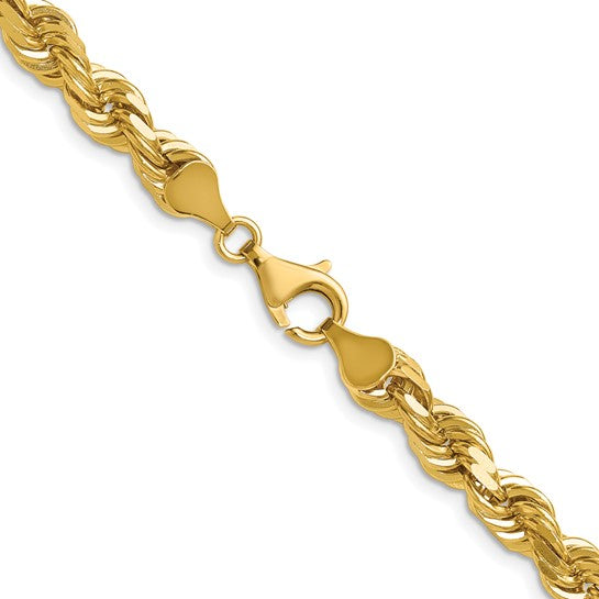 Cadena de Cuerda con Corte Diamantado en Oro Amarillo de 14K, 20 Pulgadas, 6.5 mm