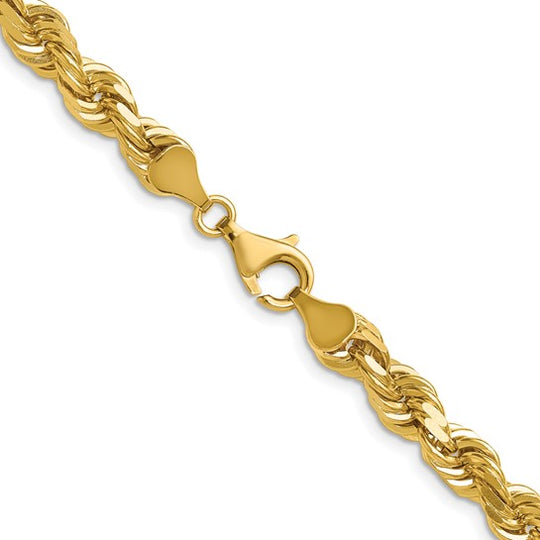 6.5mm Diamond Cut Twisted Chain in 14k Yellow Gold, 28 Inches, with Elegant Lobster Clasp