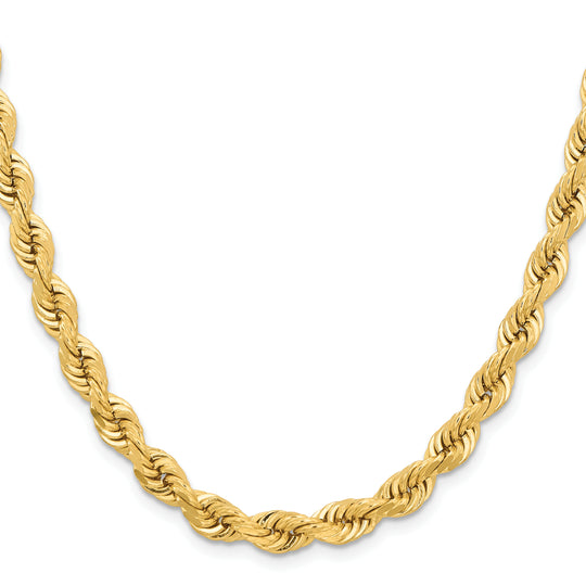6.5mm Diamond Cut Twisted Chain in 14k Yellow Gold, 28 Inches, with Elegant Lobster Clasp