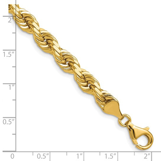 Cadena Trenzada Cortada Diamante de 6.5mm en Oro Amarillo de 14k de 28 Pulgadas con Cierre de Langosta Elegante