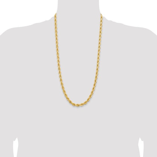 6.5mm Diamond Cut Twisted Chain in 14k Yellow Gold, 28 Inches, with Elegant Lobster Clasp