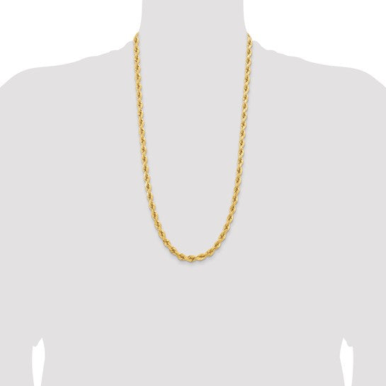 Cadena Trenzada Cortada Diamante de 6.5mm en Oro Amarillo de 14k de 28 Pulgadas con Cierre de Langosta Elegante