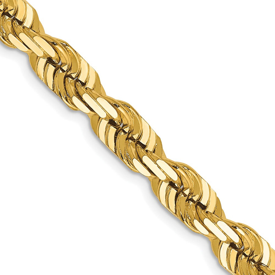 Cadena de Cuerda con Corte Diamantado en Oro Amarillo de 14K, 20 Pulgadas, 6.5 mm