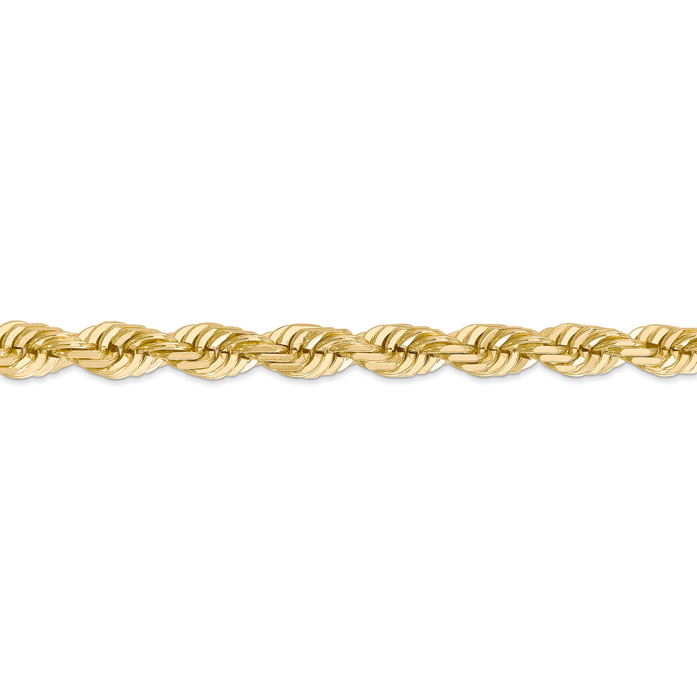  Cadena de Cuerda Corte Diamante en Oro Amarillo de 14K – 7 mm, 24 pulgadas, con Broche Langosta de Lujo