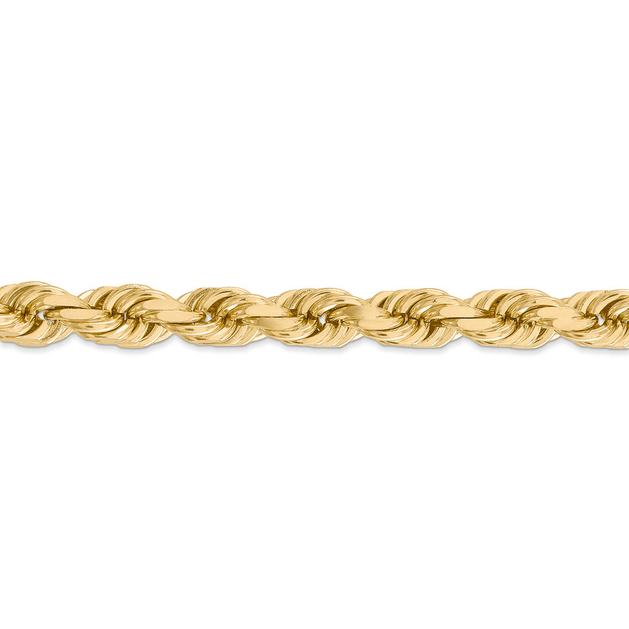Cadena de Oro Amarillo 14K de 26" (8 mm) Tipo Cuerda con Corte Diamante y Cierre Langosta Elegante