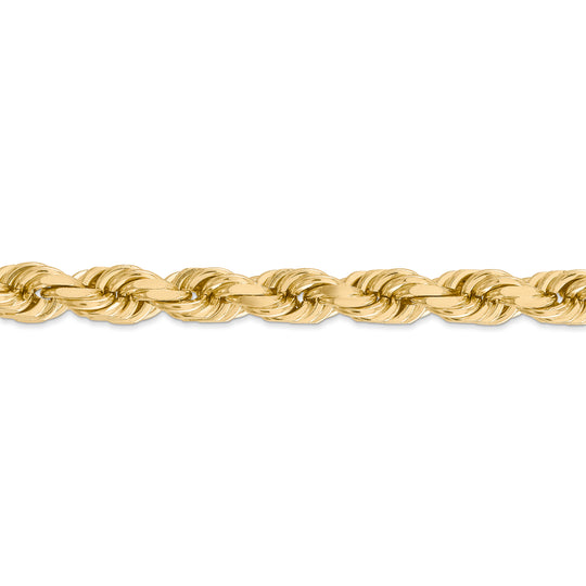 Cadena de Cuerda de 14K Oro Amarillo de 20 Pulgadas y 8mm con Cierre de Langosta Elegante