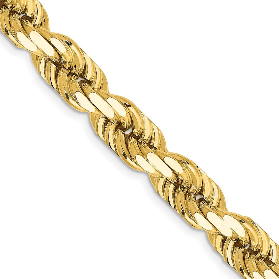 Cadena de Oro Amarillo 14K de 26" (8 mm) Tipo Cuerda con Corte Diamante y Cierre Langosta Elegante