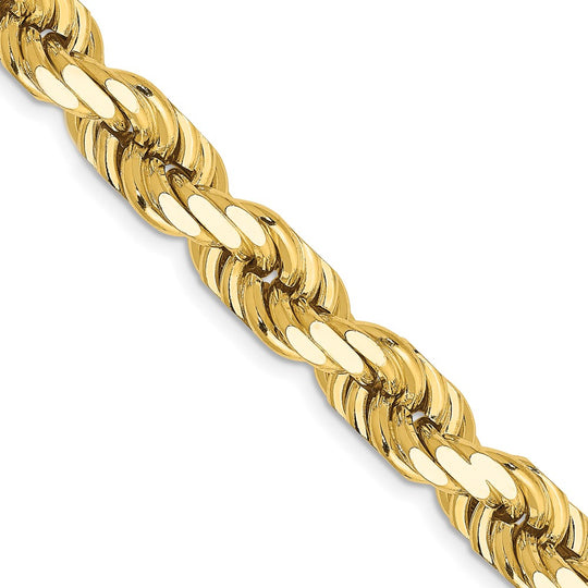 Cadena de Cuerda de 14K Oro Amarillo de 20 Pulgadas y 8mm con Cierre de Langosta Elegante