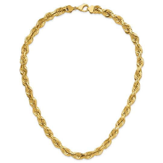 14k Diamond Cut 10mm Rope Chain with Elegant Lobster Clasp 