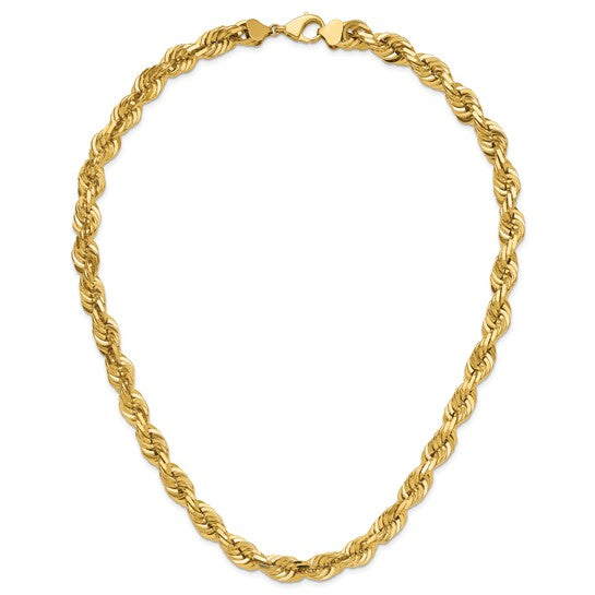 Cadena de Cuerda de 14k con Corte Diamante de 10mm y Cierre de Langosta Elegante