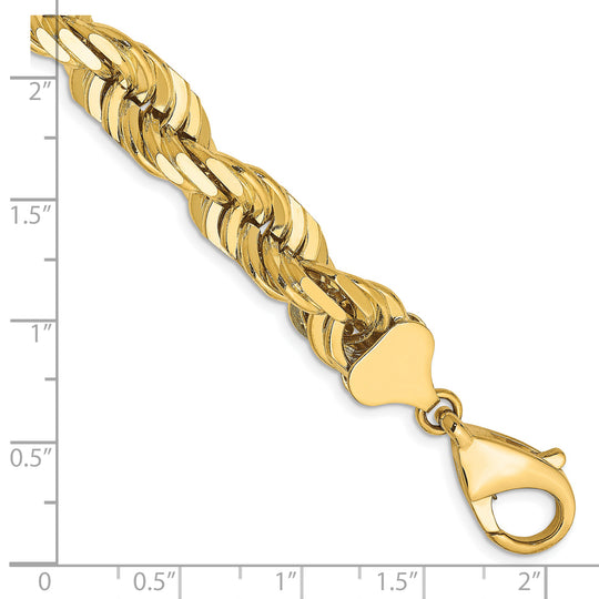 Tobillera Trenzada Cortada Diamante de 10mm en Oro de 14k de 9 pulgadas con Cierre de Langosta Elegante