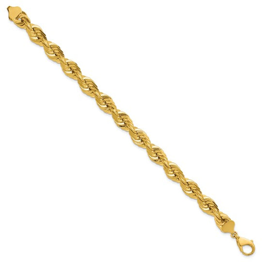 Tobillera Trenzada Cortada Diamante de 10mm en Oro de 14k de 9 pulgadas con Cierre de Langosta Elegante
