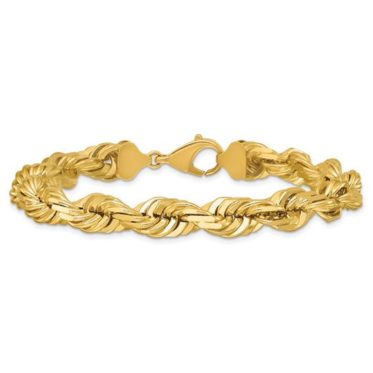 Tobillera Trenzada Cortada Diamante de 10mm en Oro de 14k de 9 pulgadas con Cierre de Langosta Elegante