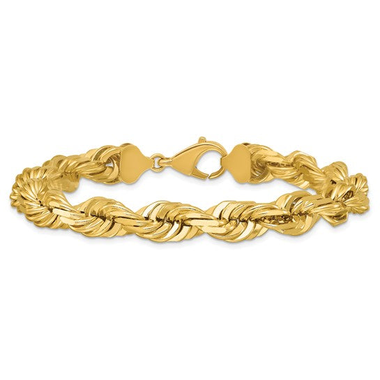 Tobillera Trenzada Cortada Diamante de 10mm en Oro de 14k de 9 Pulgadas con Cierre de Langosta Elegante