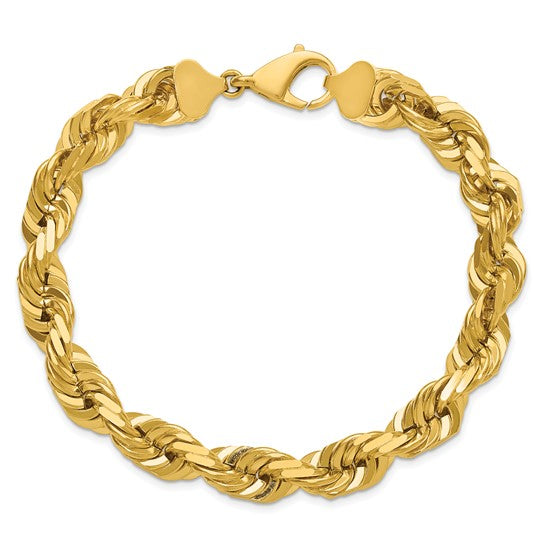 Tobillera Trenzada Cortada Diamante de 10mm en Oro de 14k de 9 pulgadas con Cierre de Langosta Elegante