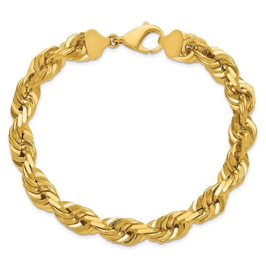 Tobillera Trenzada Cortada Diamante de 10mm en Oro de 14k de 9 pulgadas con Cierre de Langosta Elegante