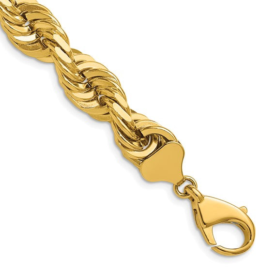 14K 20 Inch 10mm Rope Chain with Decorative Lobster Clasp