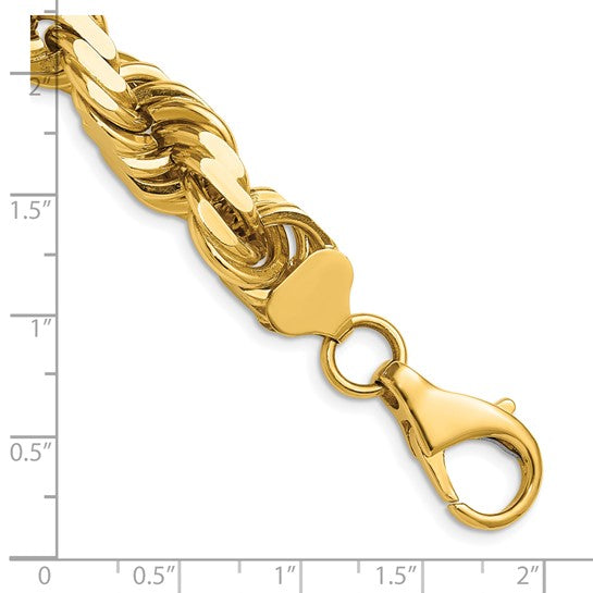 Cadena de Cuerda de Oro Amarillo 14k 28 Pulgadas 12mm con Corte Diamante y Cierre Tipo Langosta de Lujo