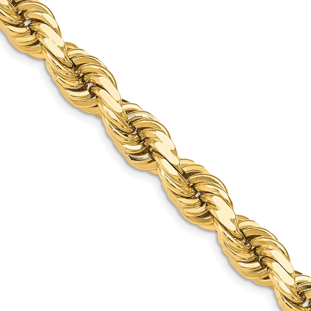 Cadena de Cuerda de Oro Amarillo 14k 28 Pulgadas 12mm con Corte Diamante y Cierre Tipo Langosta de Lujo