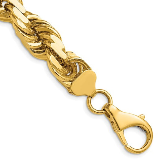 Cadena de Cuerda de Oro Amarillo 14K de 20 Pulgadas y 12 mm con Cierre de Langosta Fancy