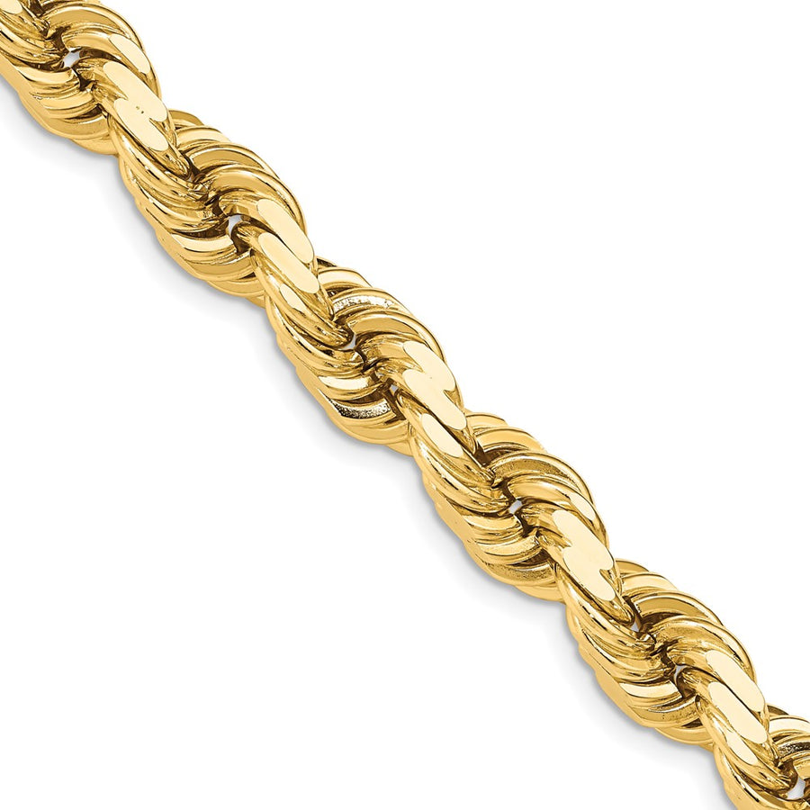 Cadena de Cuerda de Oro Amarillo 14K de 20 Pulgadas y 12 mm con Cierre de Langosta Fancy