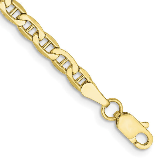 10k Yellow Gold Semi-Solid Anchor Bracelet, 3.2mm (7 inches)